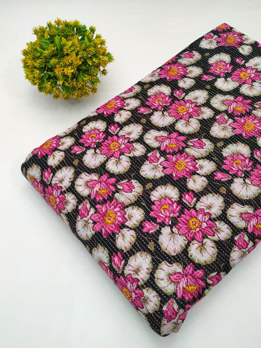 Katha Work Pure Cotton Fabric for kurtis and dress