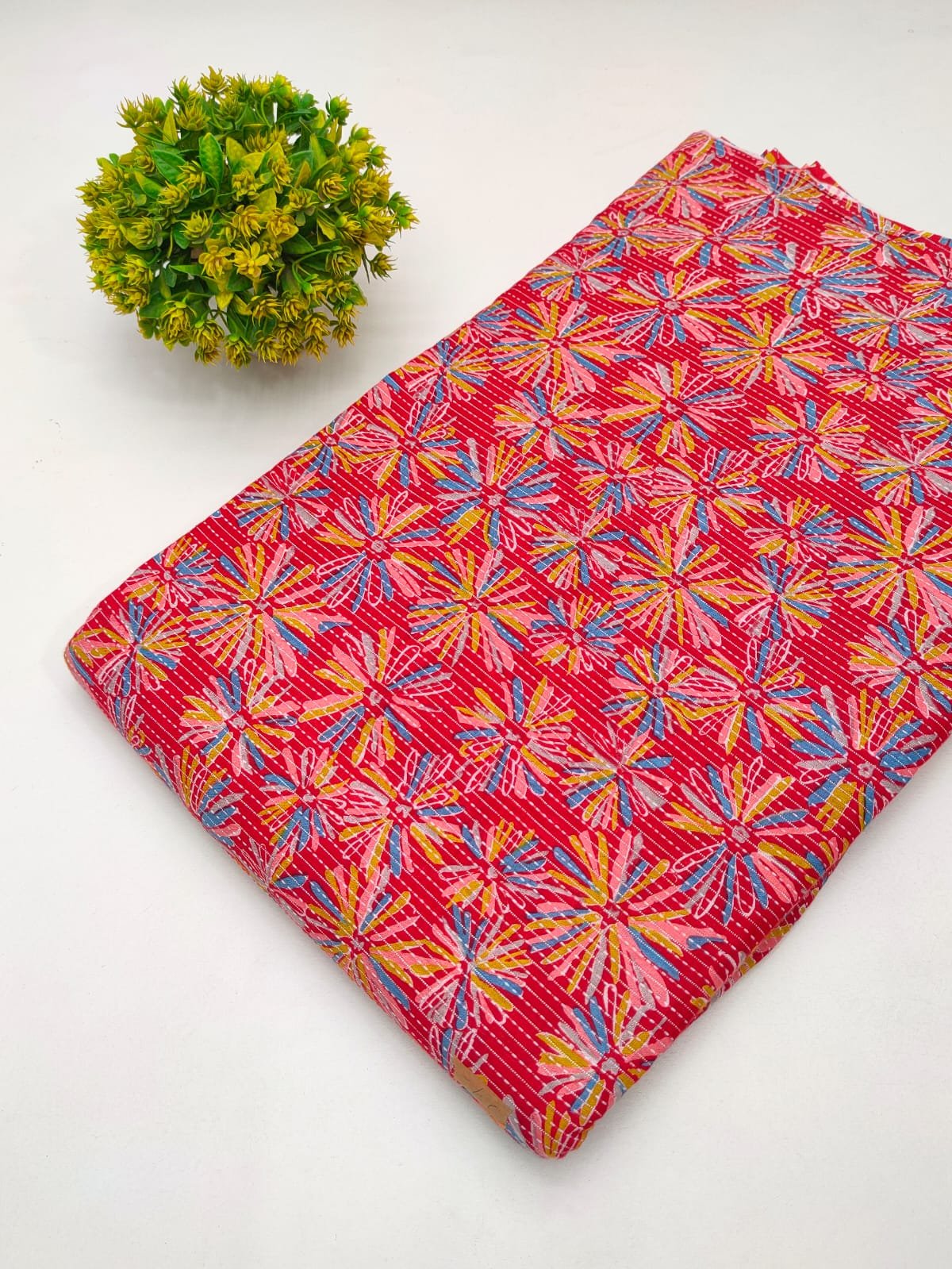 Katha Work Pure Cotton Fabric for kurtis and dress