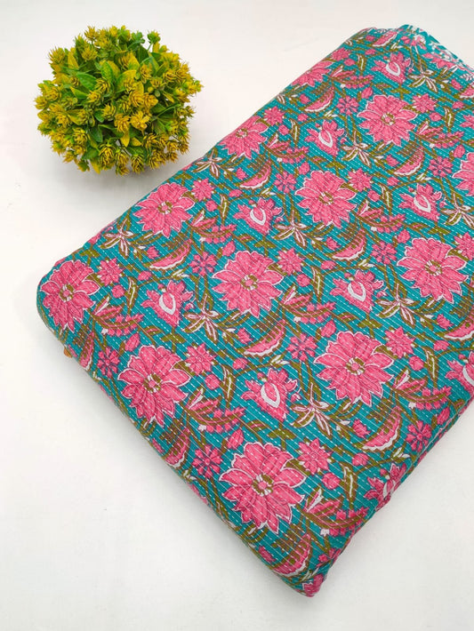 Katha Work Pure Cotton Fabric for kurtis and dress