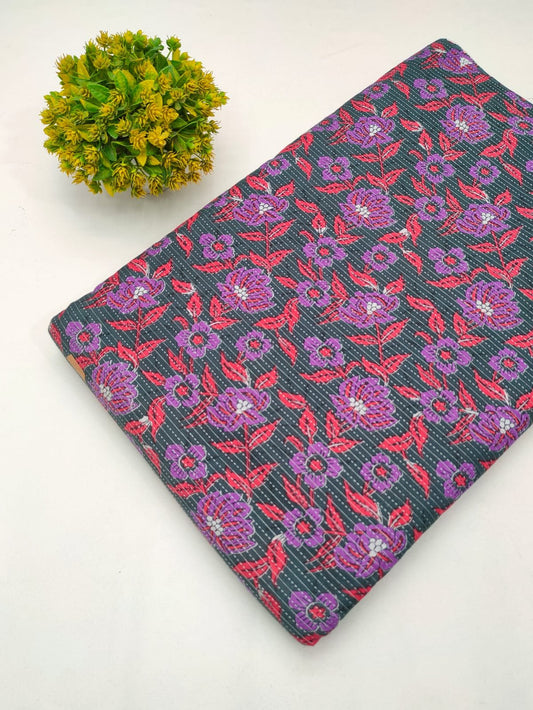 Katha Work Pure Cotton Fabric for kurtis and dress
