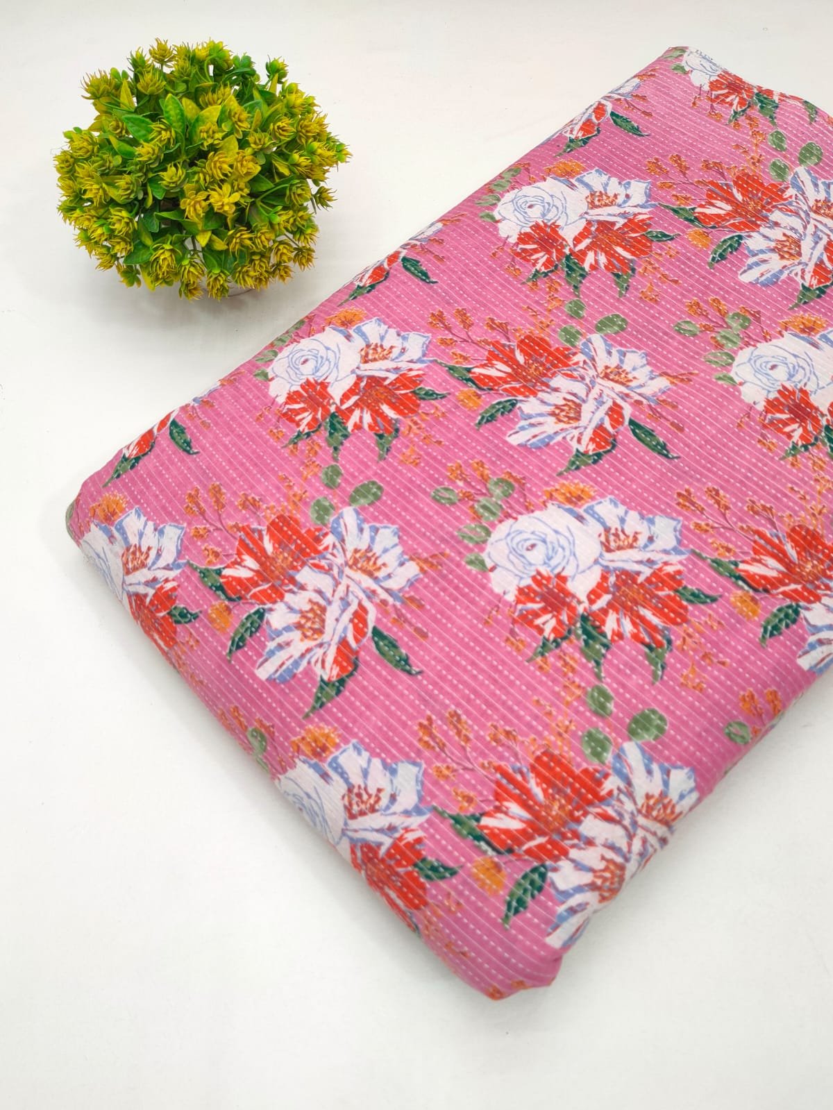 Katha Work Pure Cotton Fabric for kurtis and dress