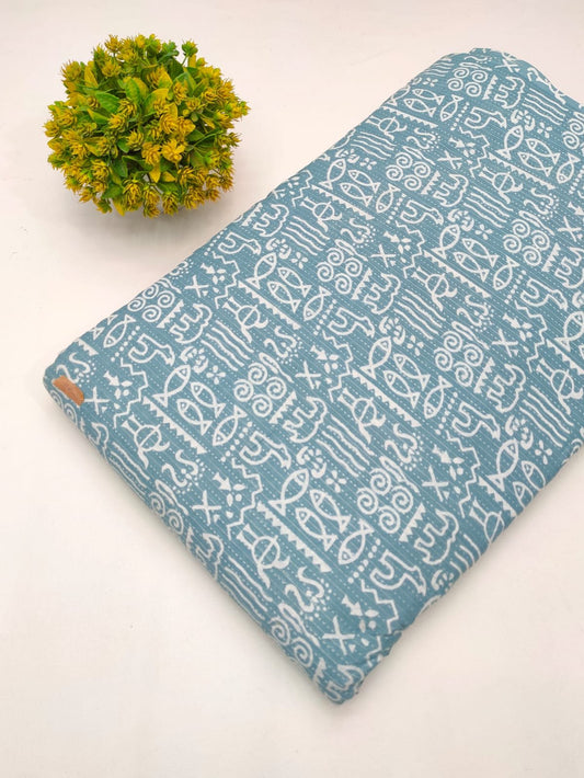 Katha Work Pure Cotton Fabric for kurtis and dress