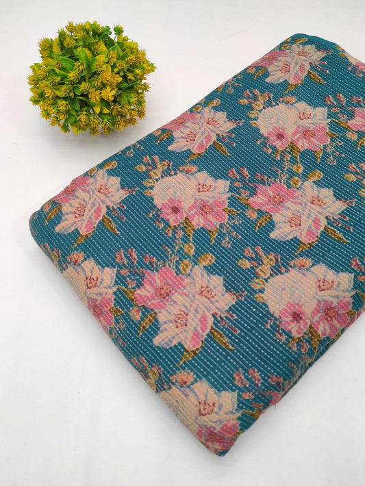 Katha Work Pure Cotton Fabric for kurtis and dress