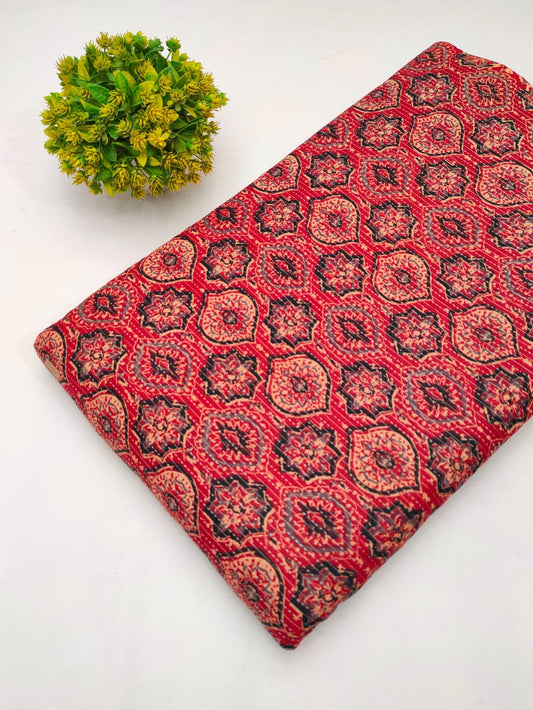 Katha Work Pure Cotton Fabric for kurtis and dress