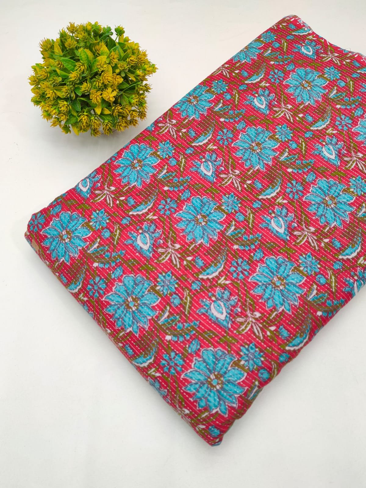 Katha Work Pure Cotton Fabric for kurtis and dress