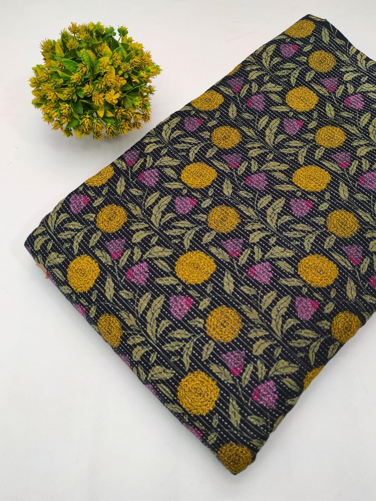 Katha Work Pure Cotton Fabric for kurtis and dress