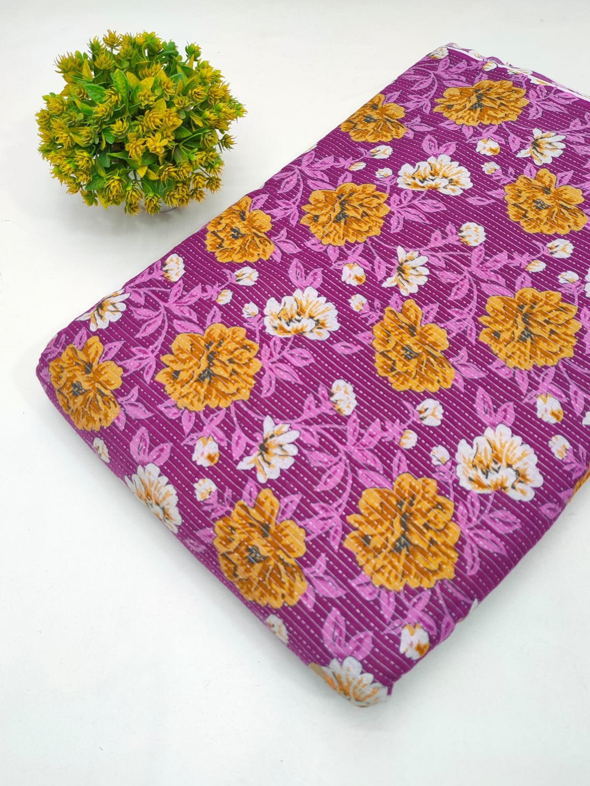 Katha Work Pure Cotton Fabric for kurtis and dress