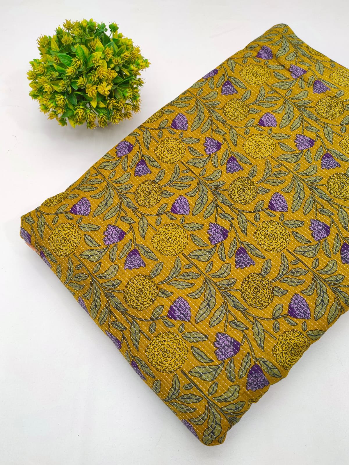 Katha Work Pure Cotton Fabric for kurtis and dress
