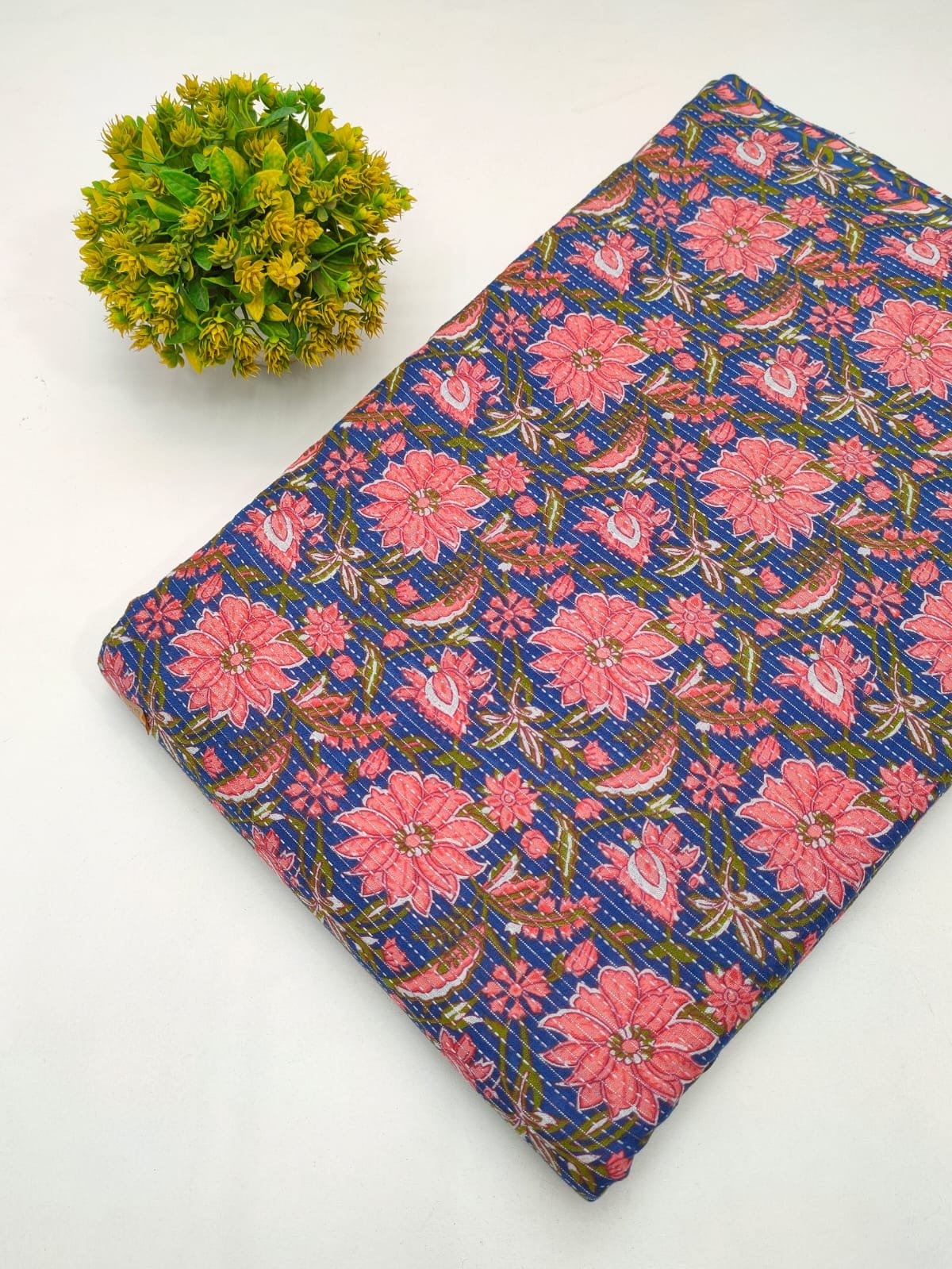 Katha Work Pure Cotton Fabric for kurtis and dress