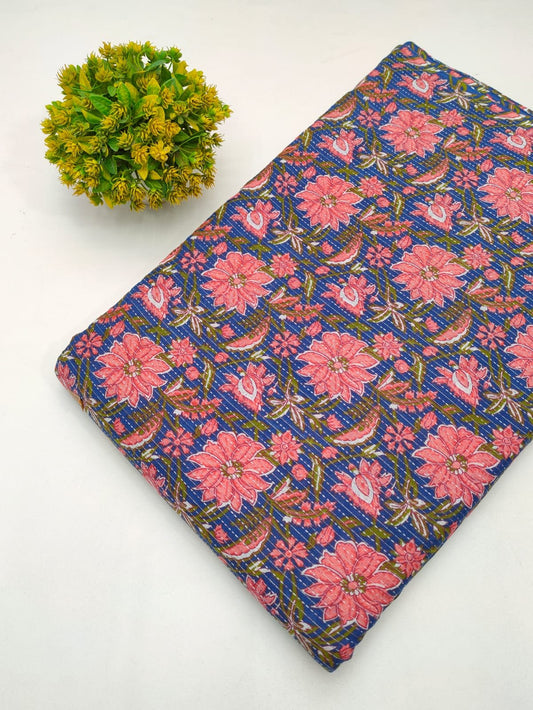 Katha Work Pure Cotton Fabric for kurtis and dress
