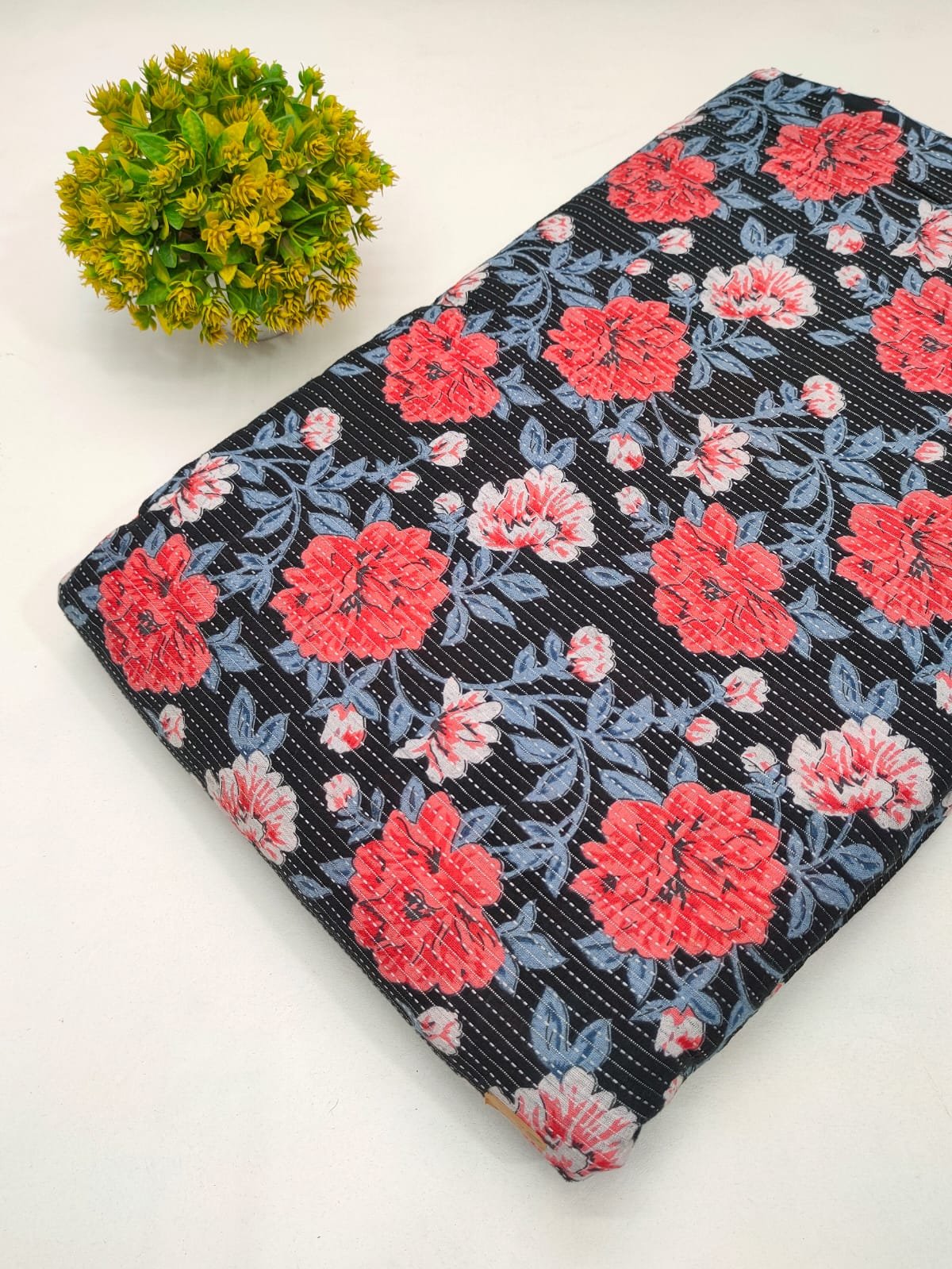 Katha Work Pure Cotton Fabric for kurtis and dress
