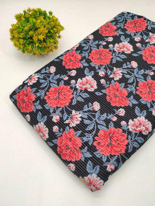 Katha Work Pure Cotton Fabric for kurtis and dress