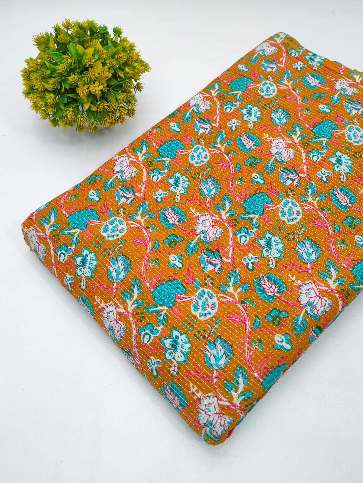 Katha Work Pure Cotton Fabric for kurtis and dress