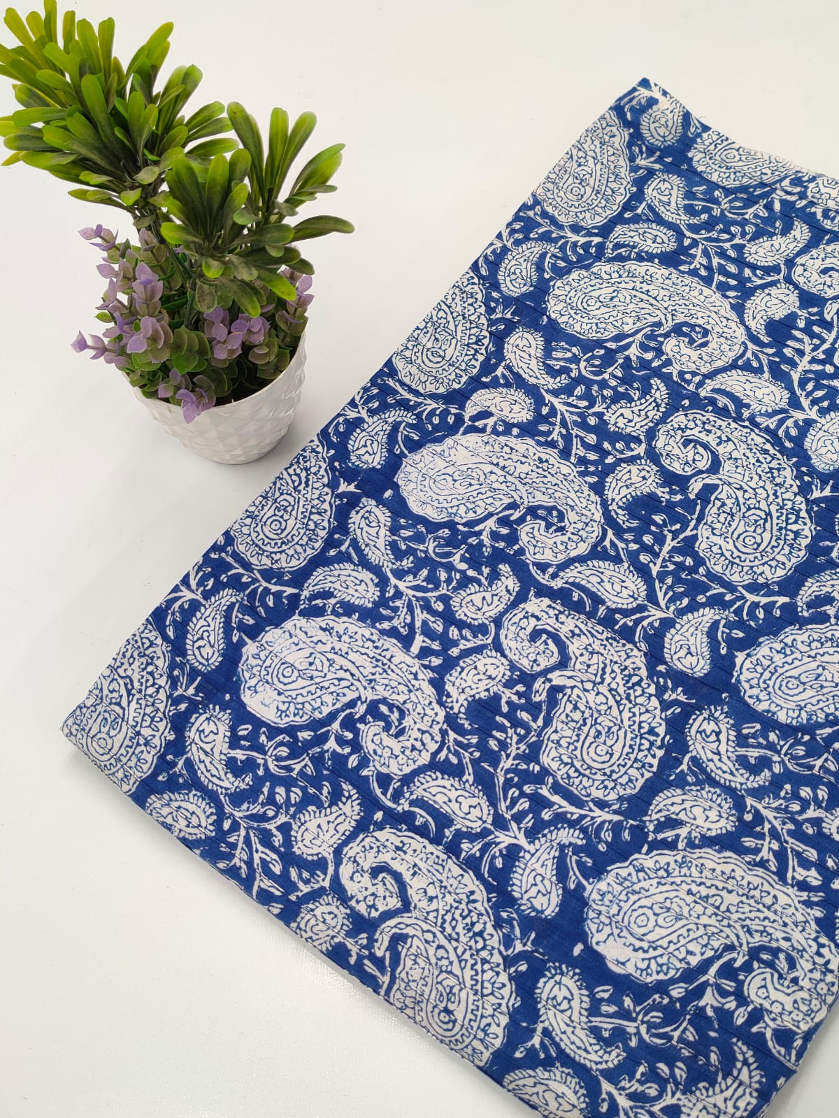 pin tuck cotton hand block fabric