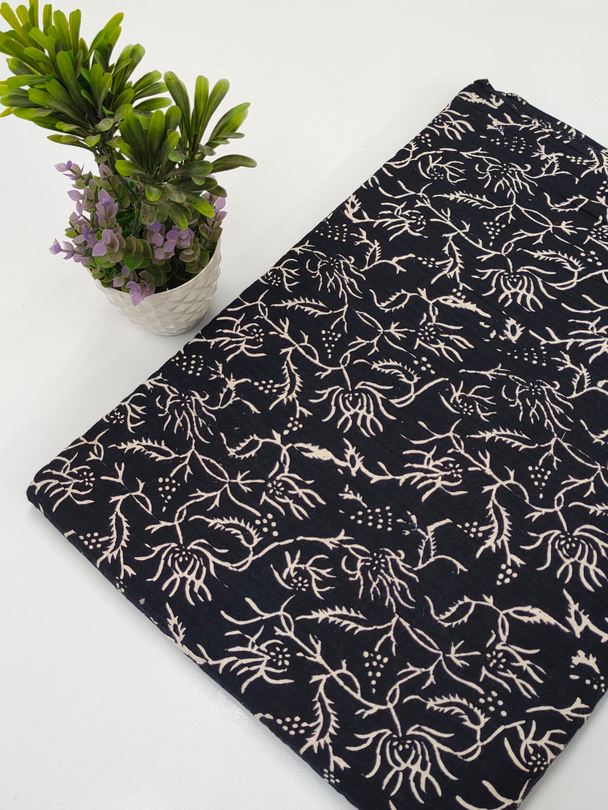 pin tuck cotton hand block fabric