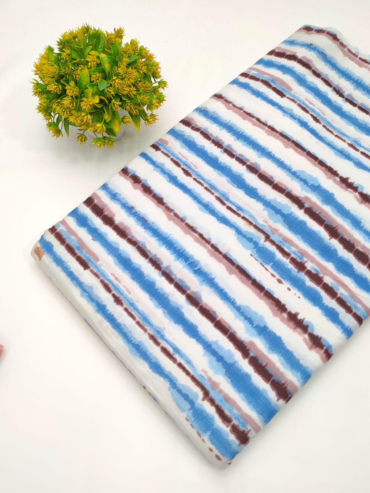 Blue brown tie-dye cotton fabric Jaipur
