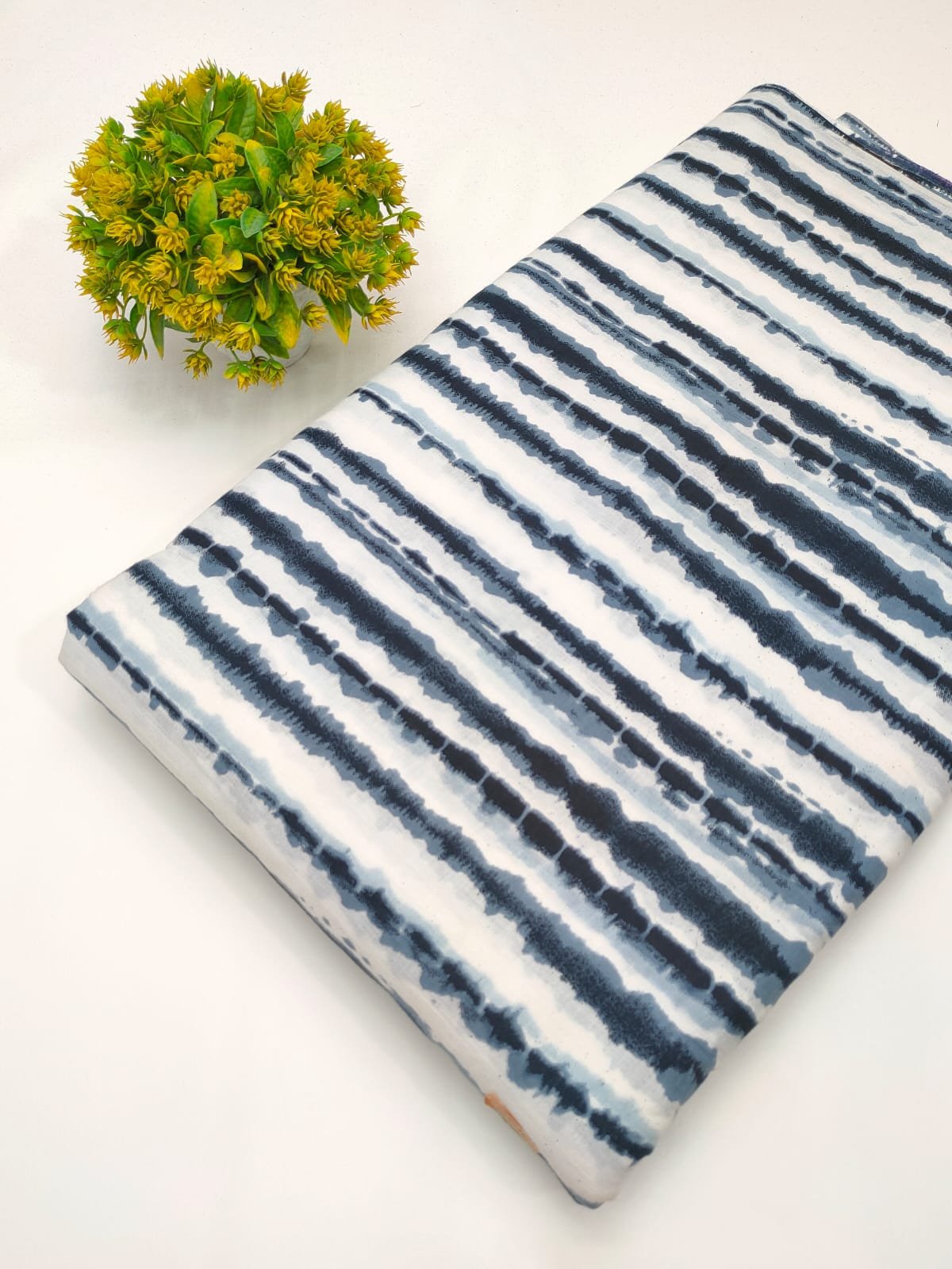 Black tie-dye cotton fabric screen printed India
