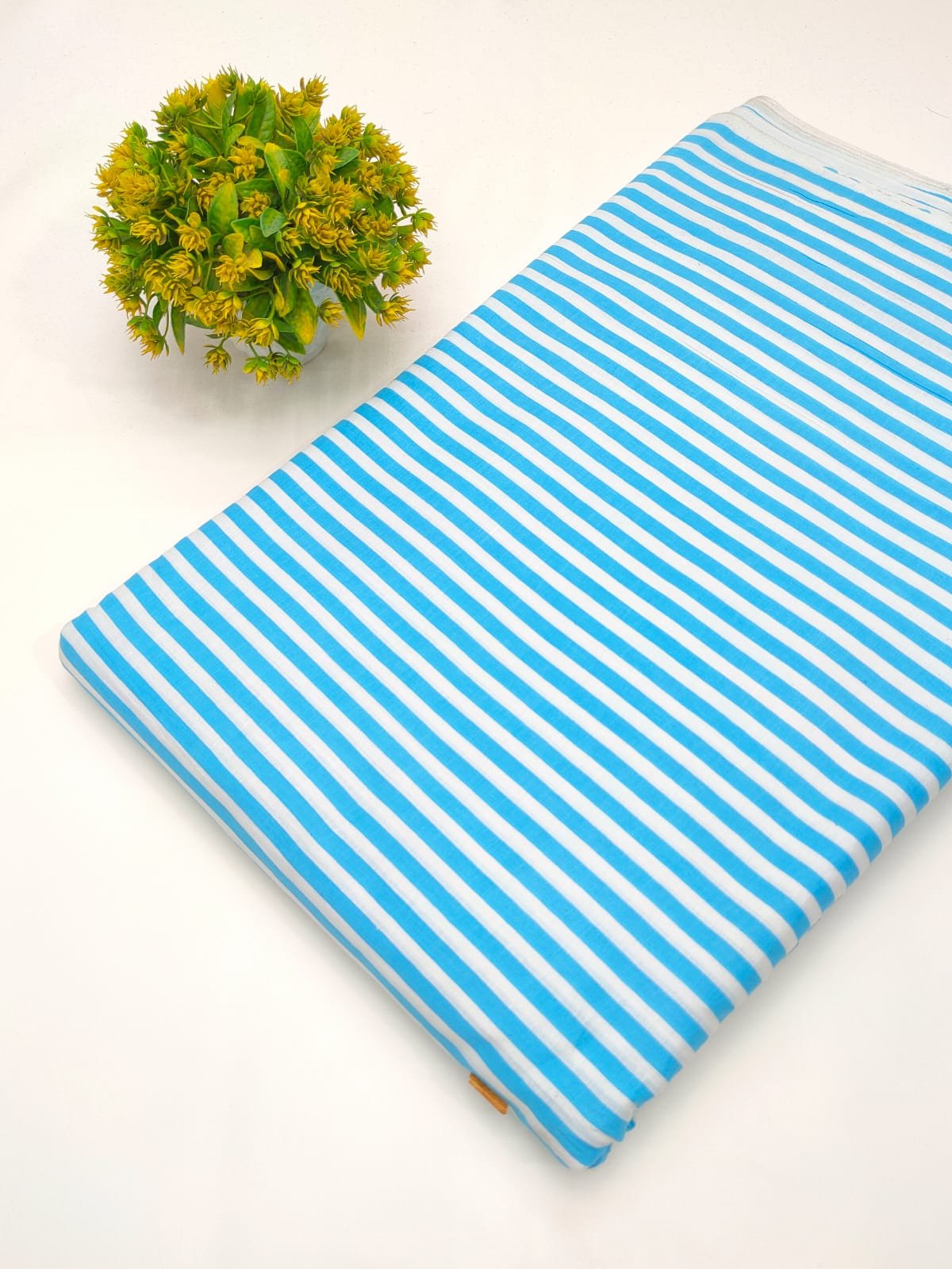 Blue white striped cotton fabric Jaipur