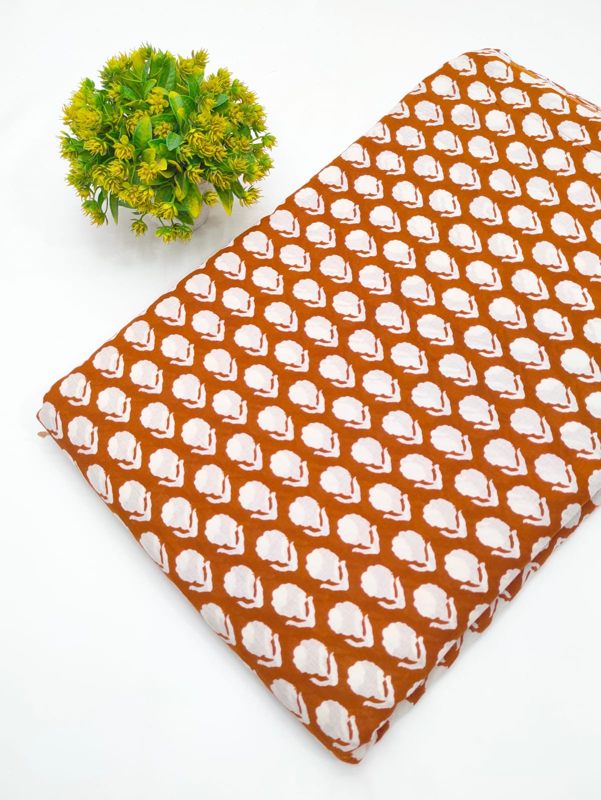 Brown polka dot cotton fabric Jaipur
