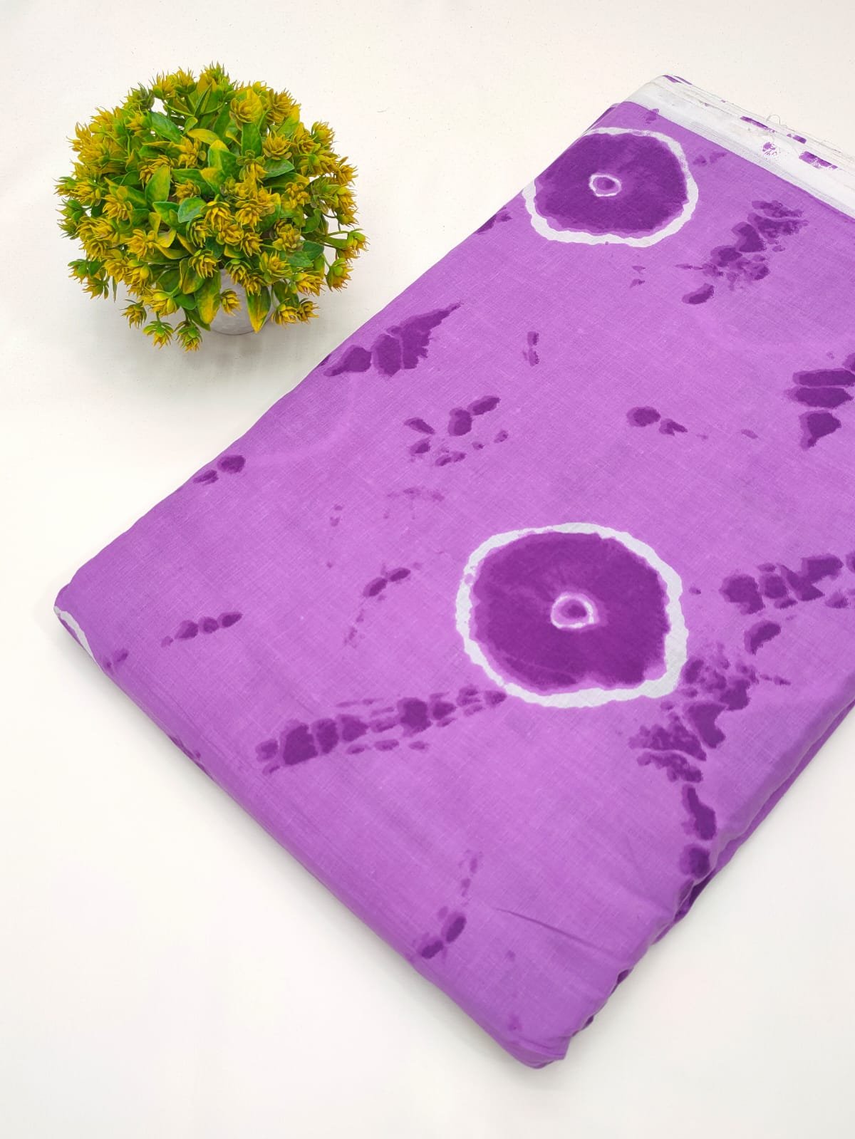 Purple tie-dye screen print cotton fabric Jaipur