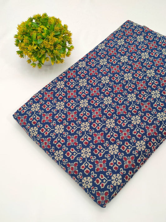 Red geometric screen print cotton fabric