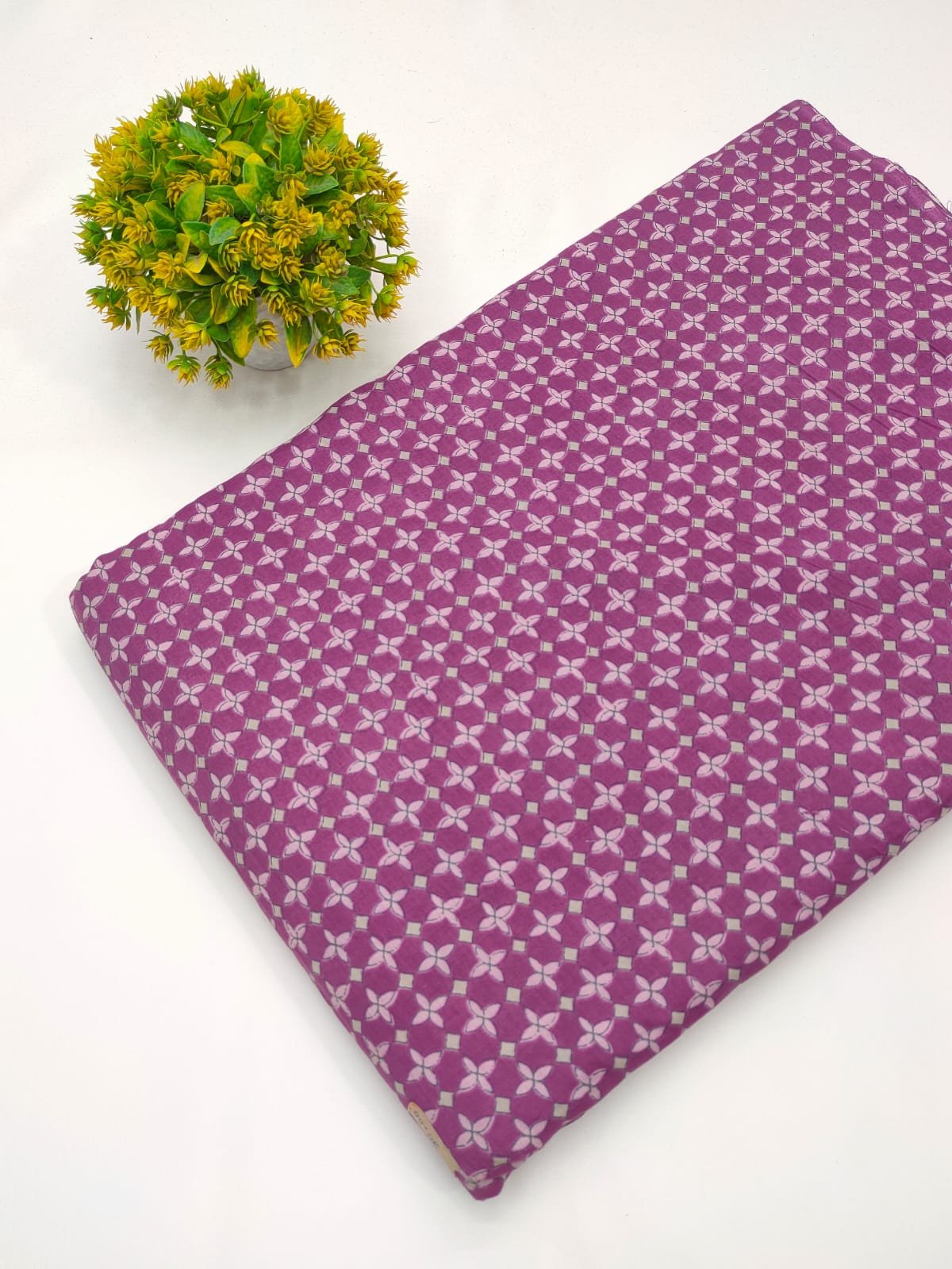 Pink geometric screen print fabric Jaipur