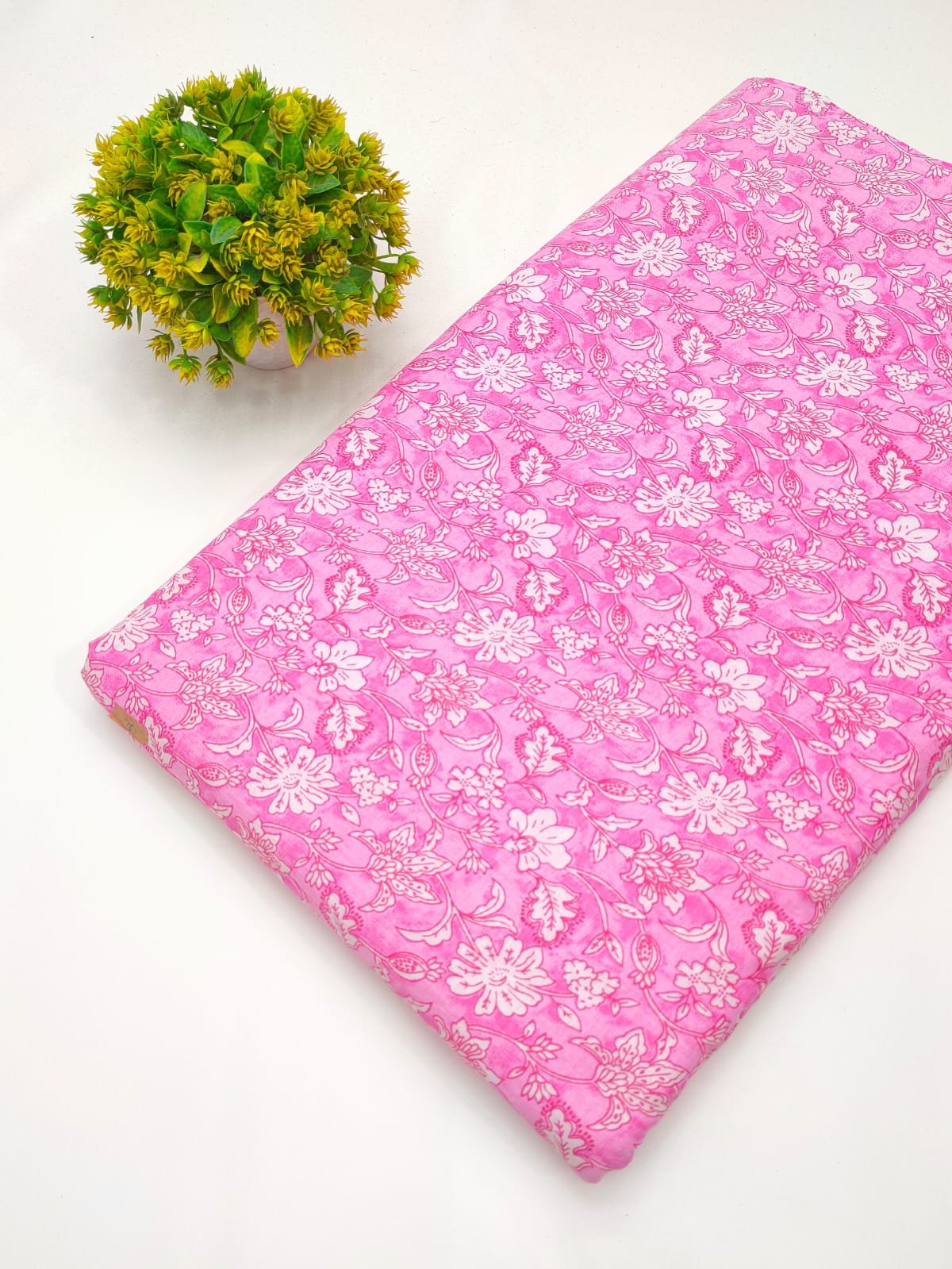Pink floral cotton fabric Jaipur
