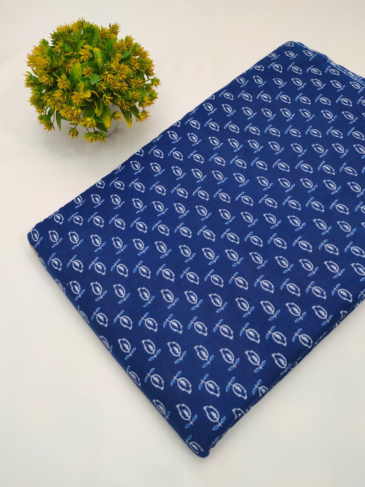 Blue ethnic motif cotton fabric Jaipur