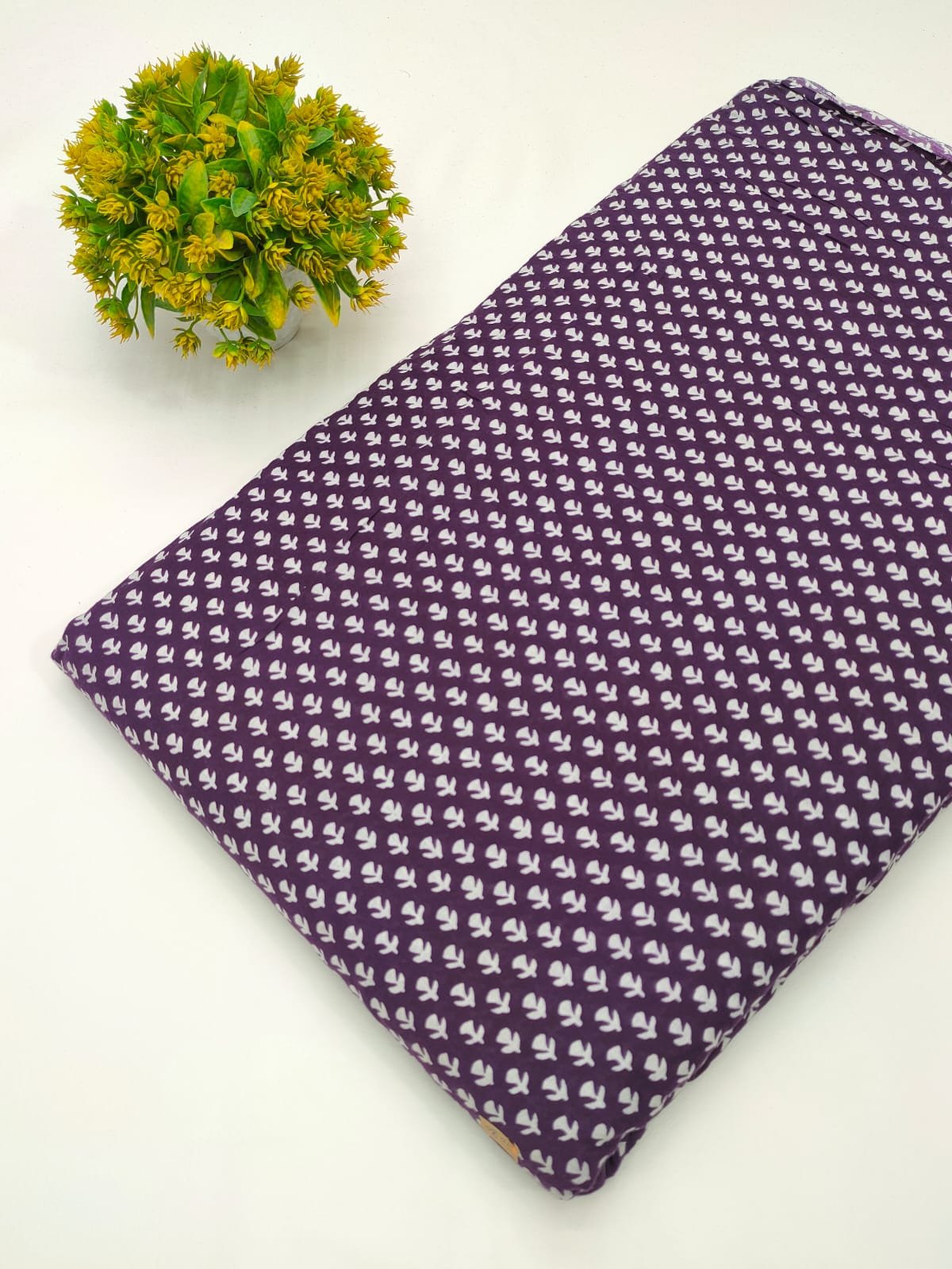Purple geometric cotton fabric India