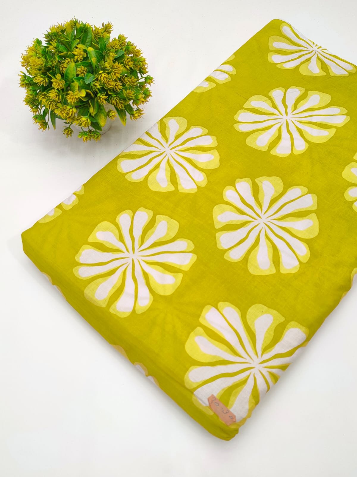 Green floral cotton fabric Jaipur print