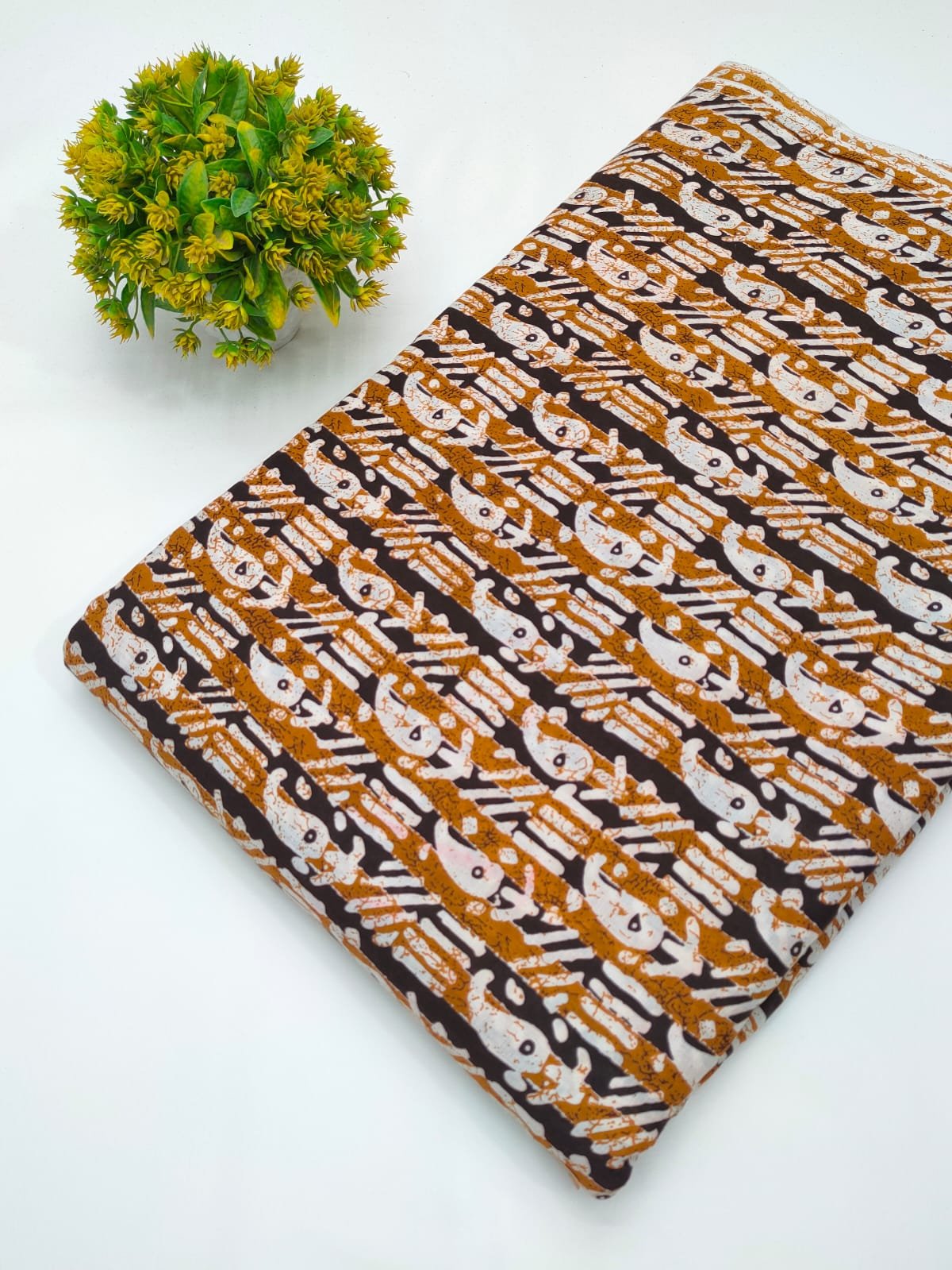 Black graphic printed cotton fabric India