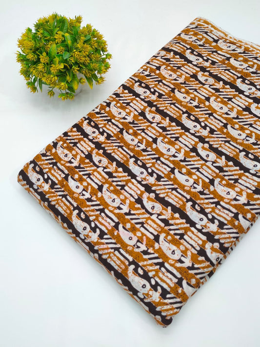 Black graphic printed cotton fabric India