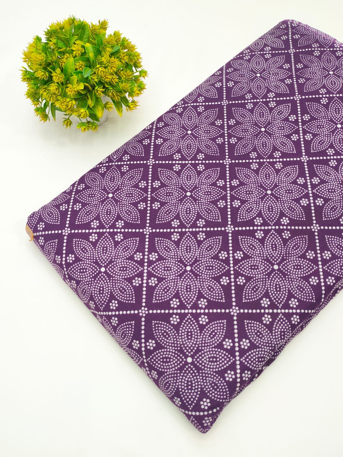 Purple paisley screen print cotton fabric Jaipur