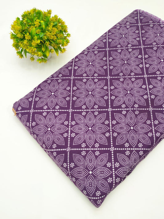 Purple paisley screen print cotton fabric Jaipur