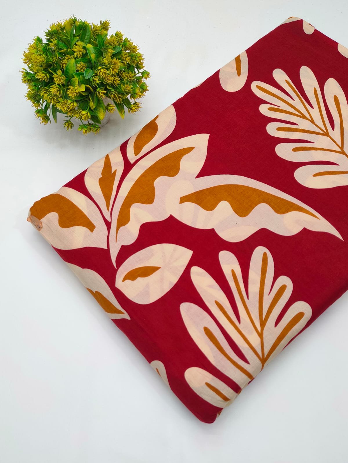 Red ethnic motif cotton fabric Jaipur