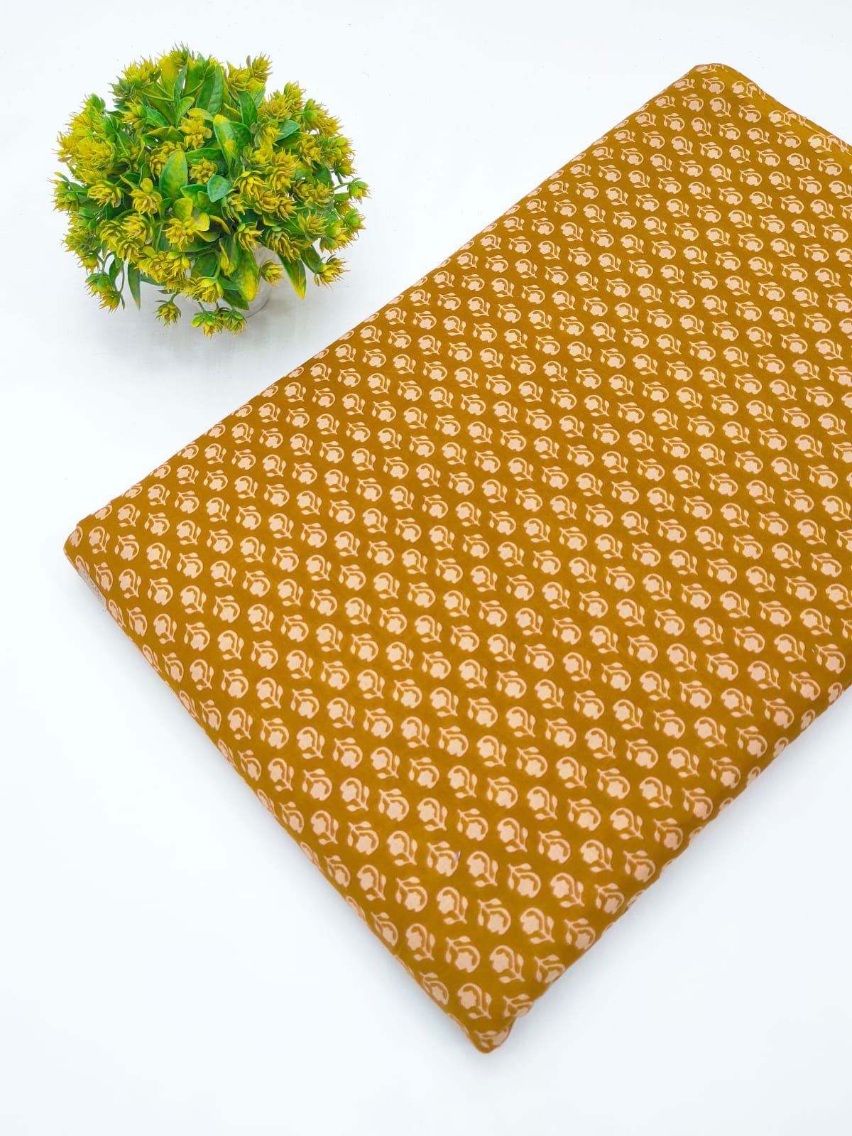 Brown Rajasthani motif screen print cotton fabric