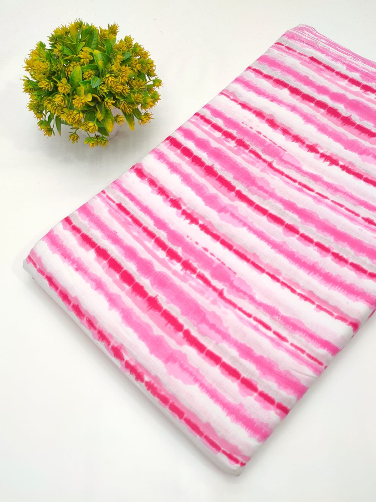 Pink striped screen print cotton fabric Jaipur