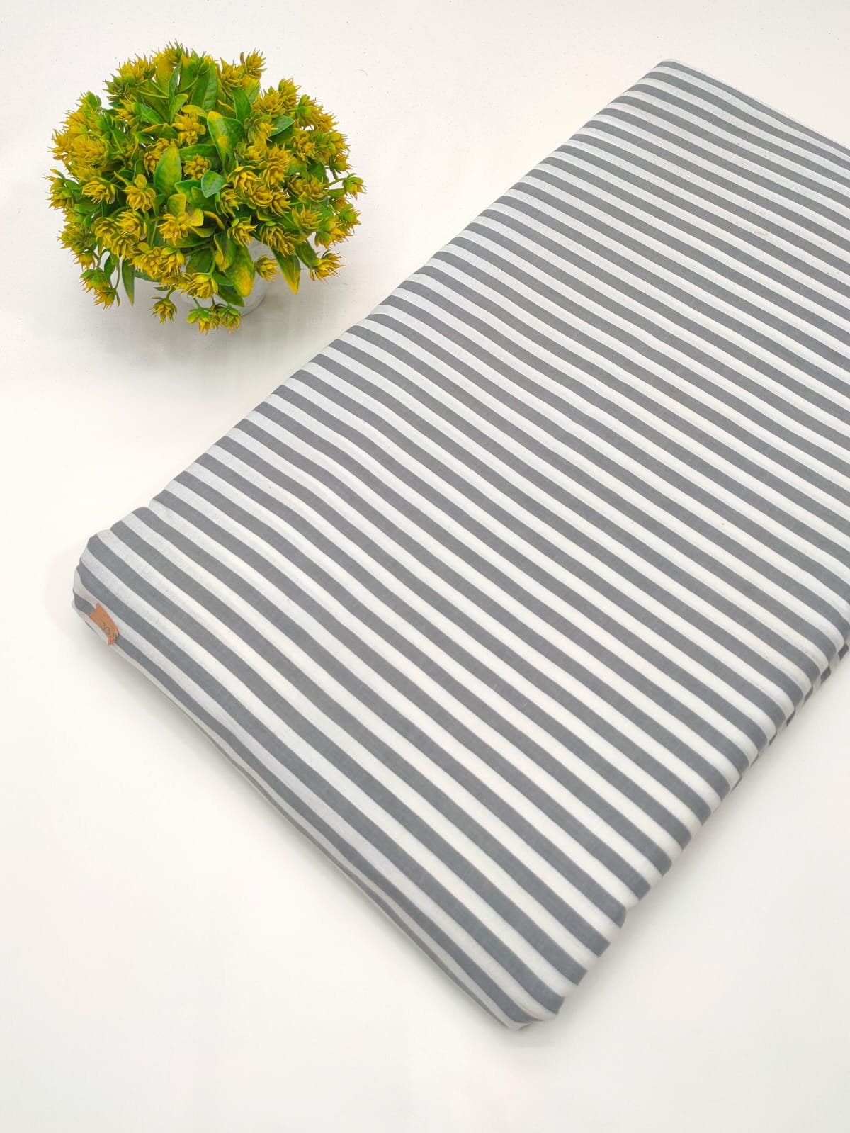 Black and white striped cotton fabric India