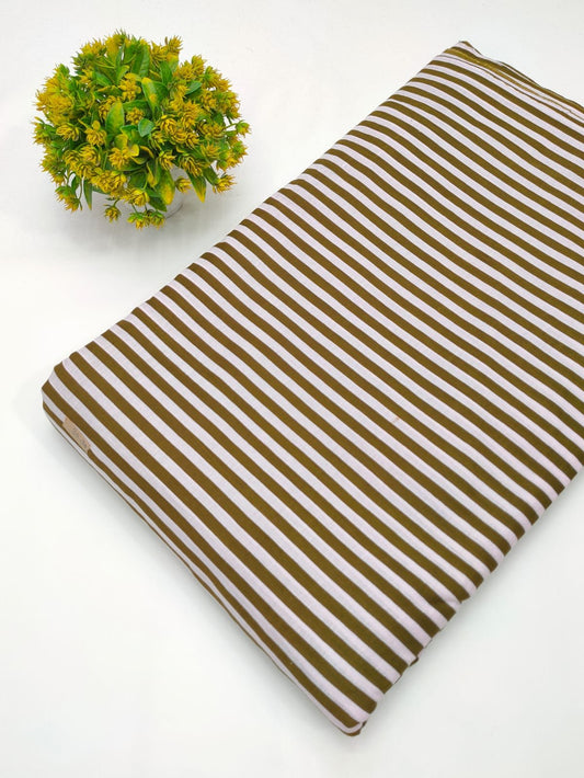 Brown and white striped cotton fabric Jaipur