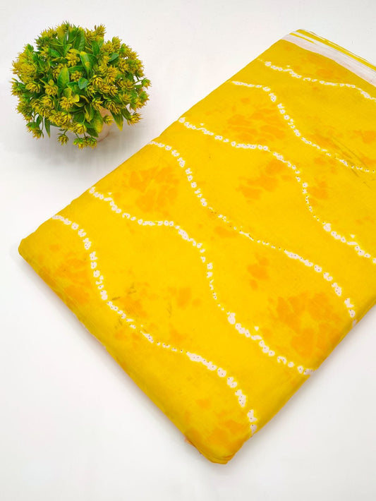 Yellow wave pattern cotton fabric screen print