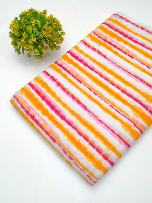 Multicolour stripe screen print cotton fabric India