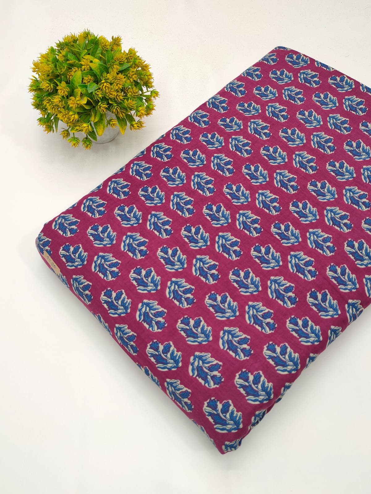 Pink floral screen print cotton fabric Jaipur India