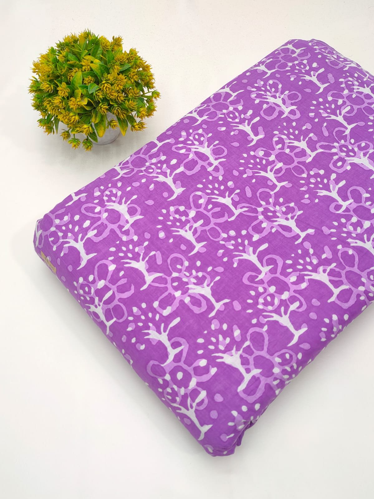 Purple ethnic motif screen print cotton fabric Jaipur
