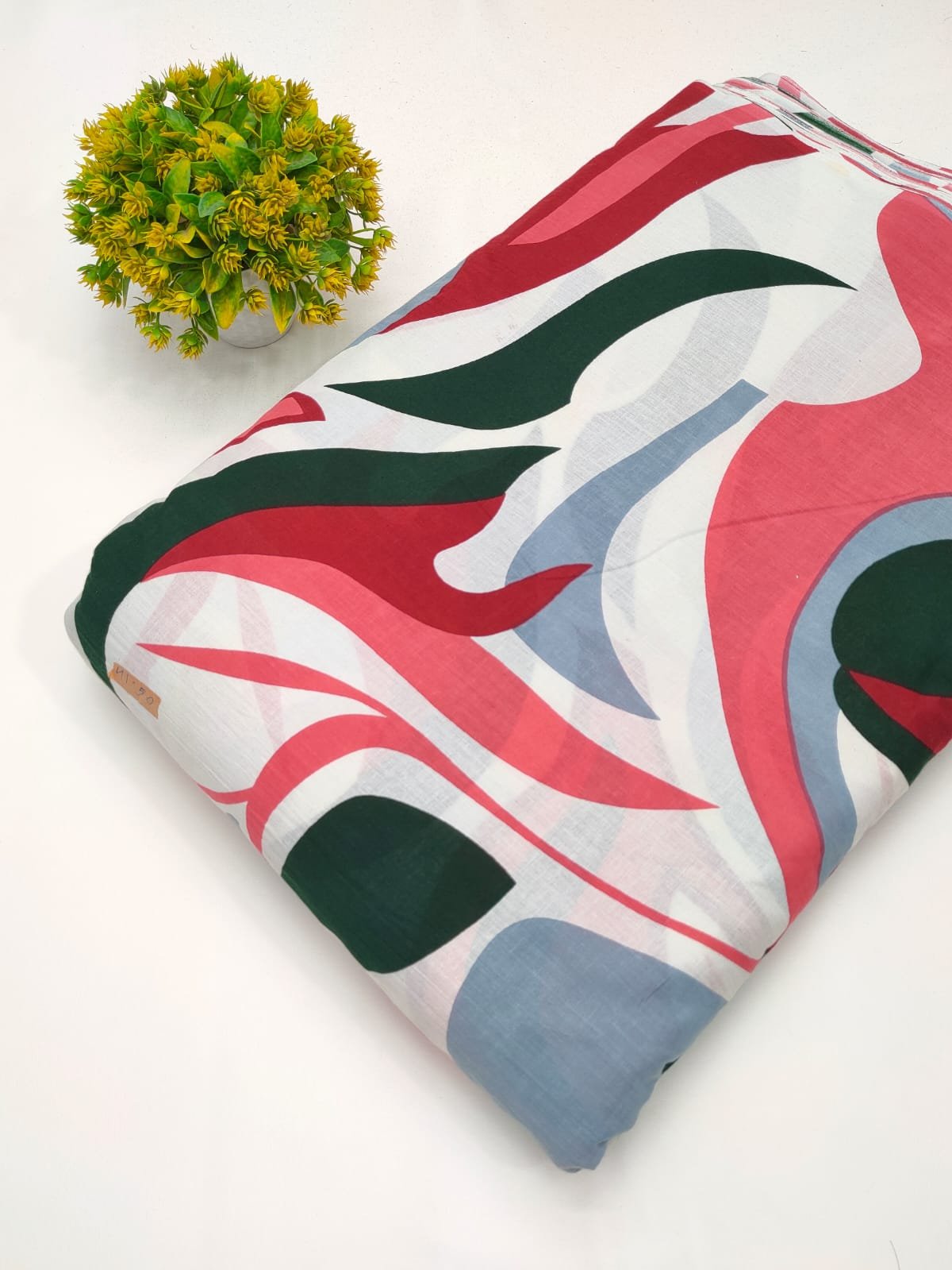 Multicolor abstract screen print cotton fabric India