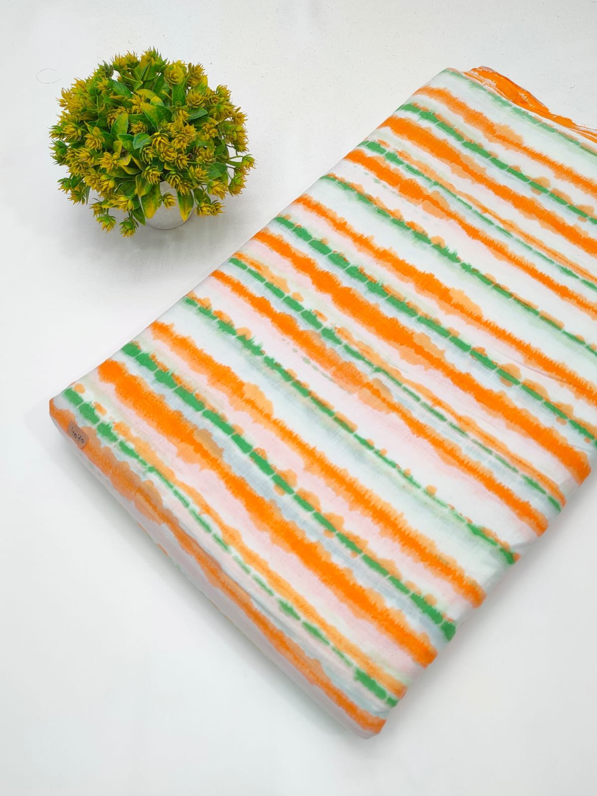 Multicolour striped screen print cotton fabric India