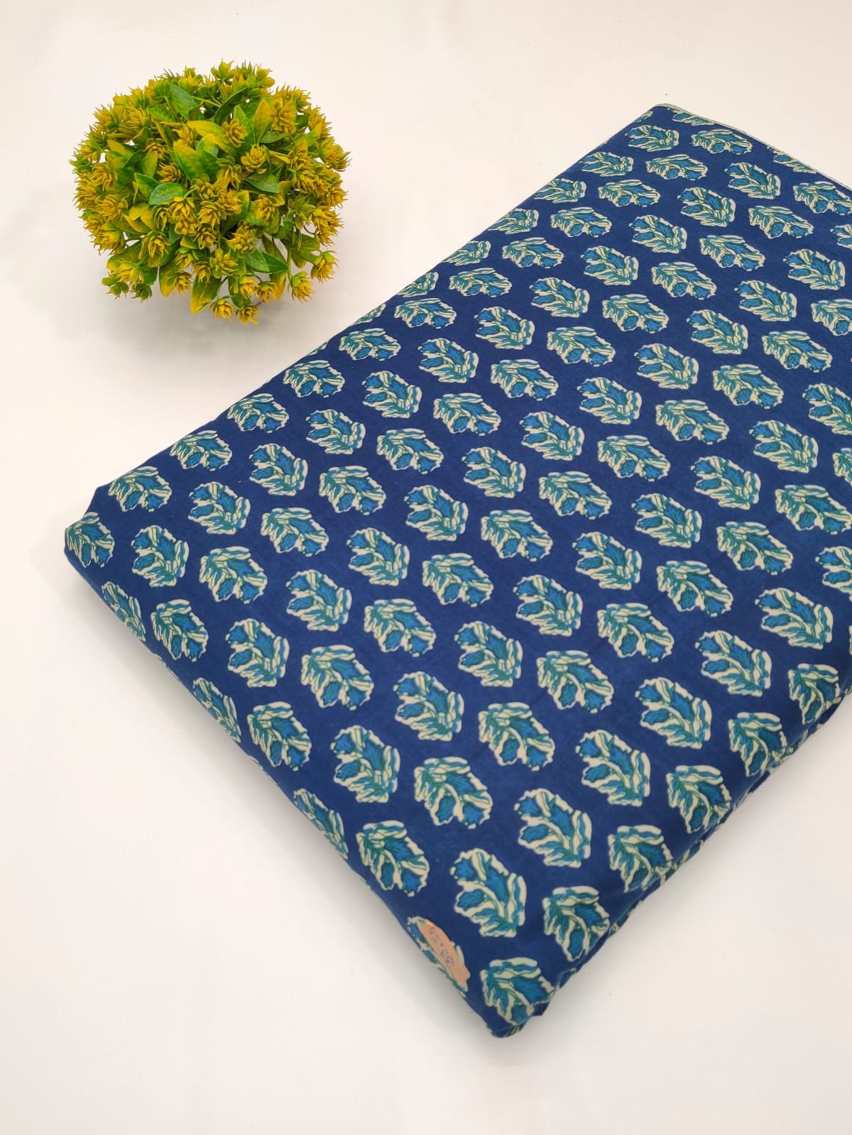 Blue floral cotton screen print fabric Jaipur