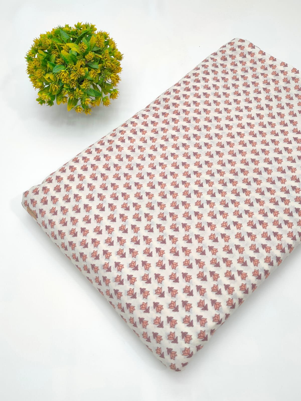 White red abstract cotton screen print fabric
