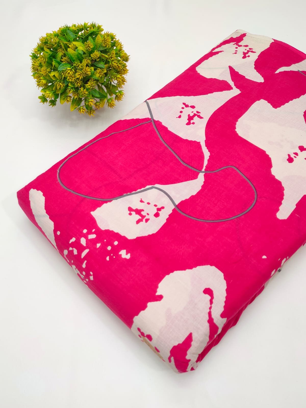 Pink contemporary graphic screen print cotton fabric