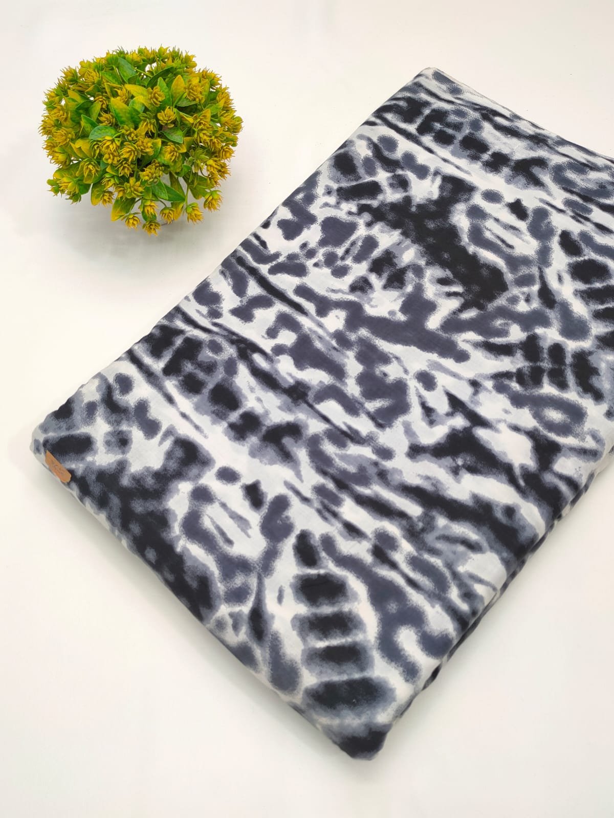 Black and white abstract screen print fabric