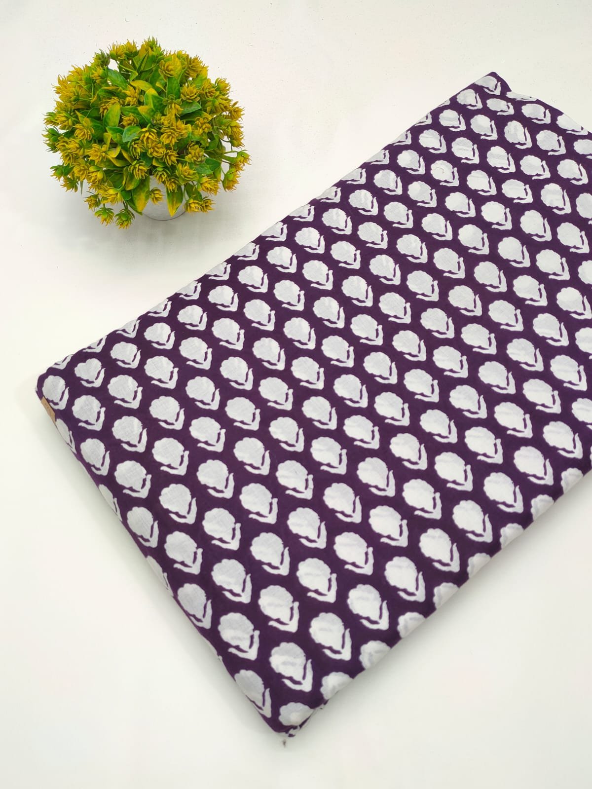 Purple floral screen print cotton fabric Jaipur